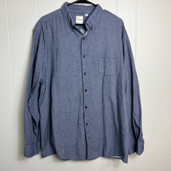 ROWM Other - ROWM‎ Mens Cotton Dress Shirt Size XXL Blue Long Sleeve Button Down